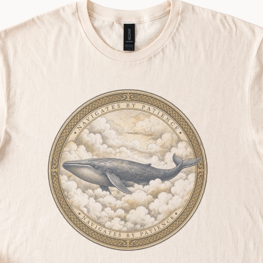 Navigates by Patience Whale in Clouds Graphic Tee